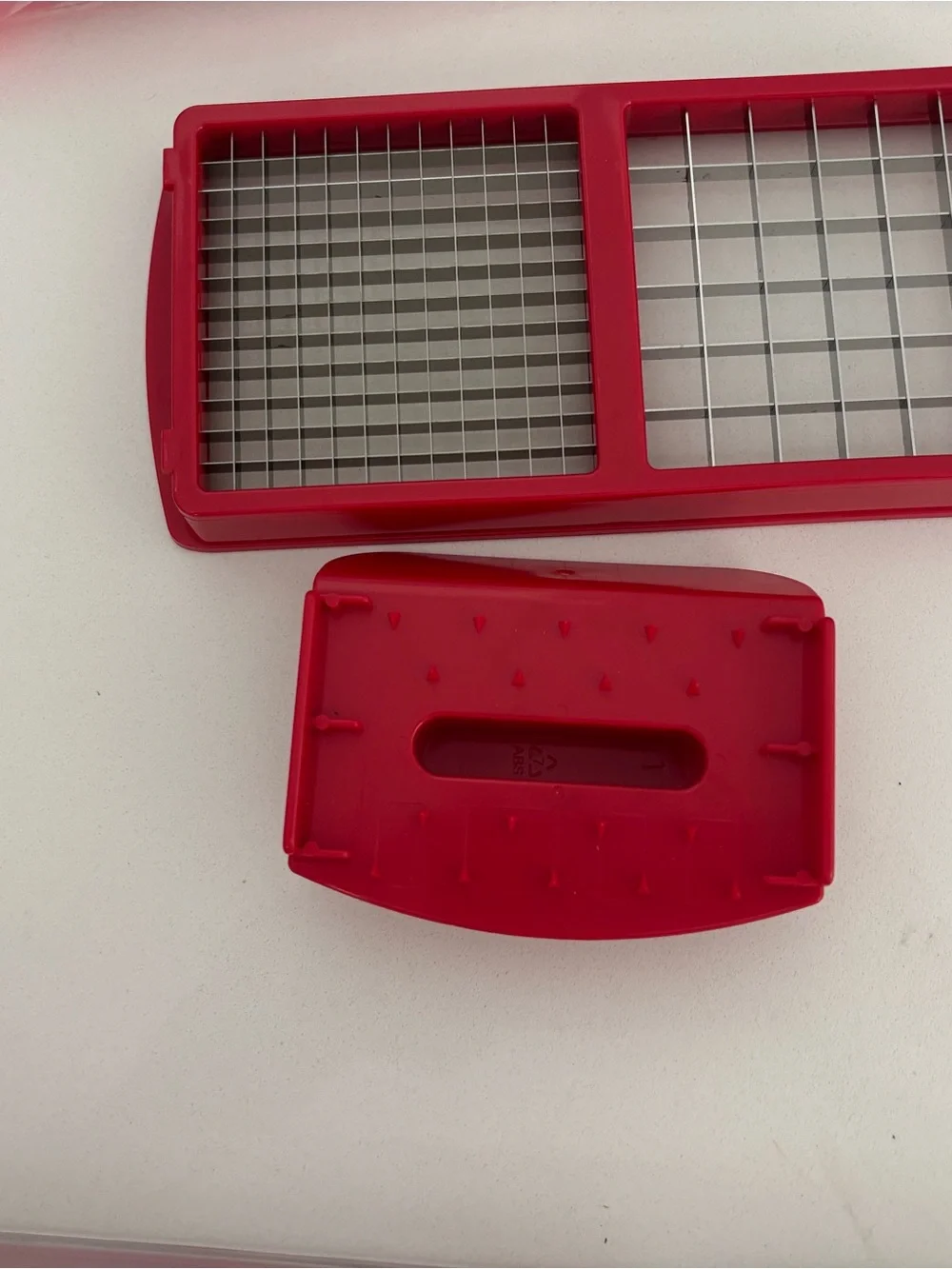 Red and White Plastic Kitchen Tool - Push Button Design vegetable chopper